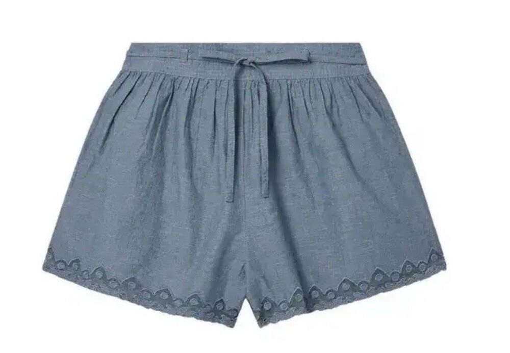Ulla Johnson Elowen Drawstring Shorts in Chambray Size 10